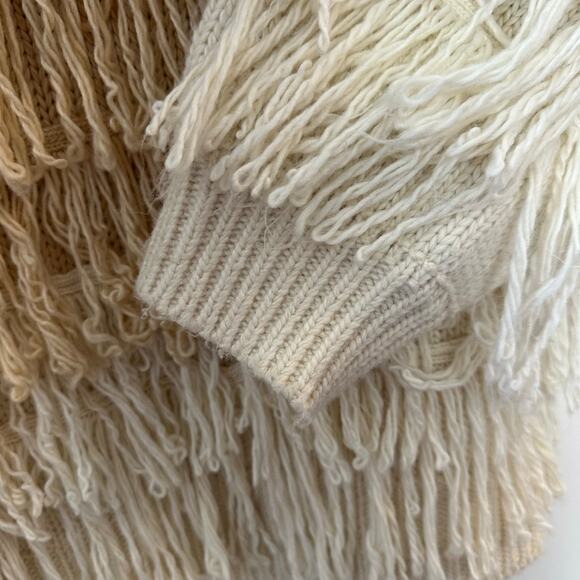 Jen's Pirate Booty Berber Fringe Cardigan Sweater Bomber Jacket Boho Small - Picture 8 of 8